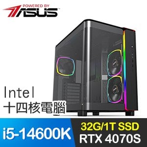 華碩系列【火焰輪】i5-14600K十四核 RTX4070S 電競電腦(32G/1T SSD)