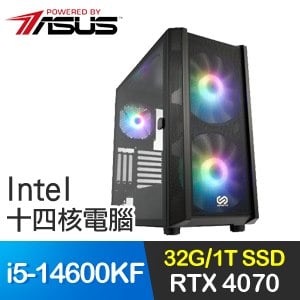 華碩系列【豪傑強弩】i5-14600KF十四核 RTX4070電玩電腦(32G/1TB SSD)