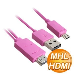 MHL to HDMI 轉接線(粉)
