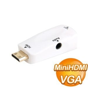 Mini HDMI to VGA with Audio 轉接頭《白色》