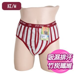 【SKIP四季織】吸濕排汗直條三角褲(紅)(M/L/XL)