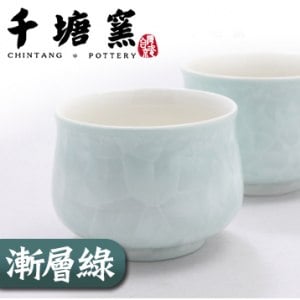 千塘窯/台灣京瓷-千塘福杯 2入(漸層綠)