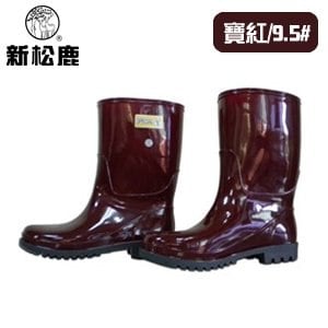 新松鹿-女款雙色耐油防水靴 101(寶紅/9.5/附竹碳鞋墊)
