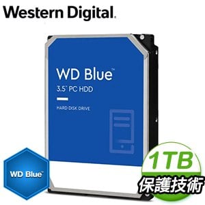 WD 威騰 1TB 3.5吋 7200轉 64MB快取 SATA3 藍標硬碟(WD10EZEX)
