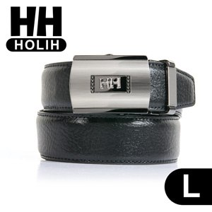 【HH】男款牛皮時尚自動釦式皮帶-黑L(4716906072558L)