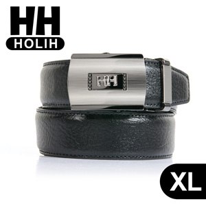 【HH】男款牛皮時尚自動釦式皮帶-黑XL(4716906072558XL)