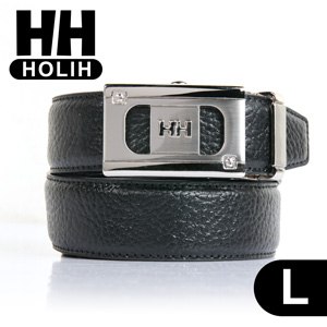 【HH】男款牛皮時尚自動釦式皮帶-黑L(4716906072572L)