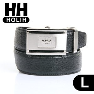 【HH】男款牛皮時尚自動釦式皮帶-黑L(4716906072589L)