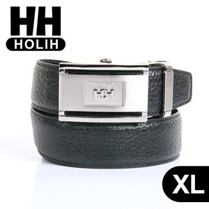 【HH】男款牛皮時尚自動釦式皮帶-黑XL(4716906072589XL)