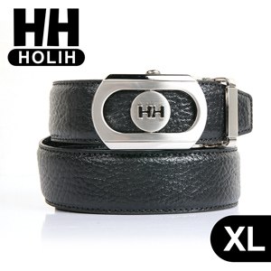 【HH】男款牛皮時尚自動釦式皮帶-黑XL(4716906072596XL)