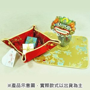 雅人手作 織錦加大百寶置物盒(Y105-0242/紅金竹梅)
