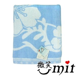 【微笑MIT】舒特 梅花雙色提花浴巾 YJC-521(藍色)