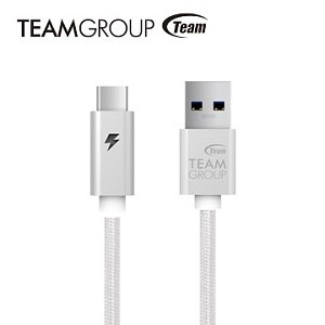 TEAM 十銓科技 USB 3.1 Gen1 TypeC充電/傳輸線-銀