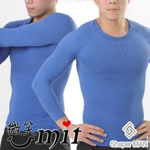 【微笑MIT】Shaper MAN 肌力機能衣 男性塑身衣長袖(L/藍)