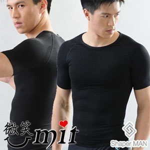 Shaper MAN 肌力機能衣 男性塑身衣短袖(M/黑)