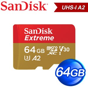 SanDisk 64GB Extreme MicroSDXC A2 GAMING電玩記憶卡 (160MB/60MB)無轉卡