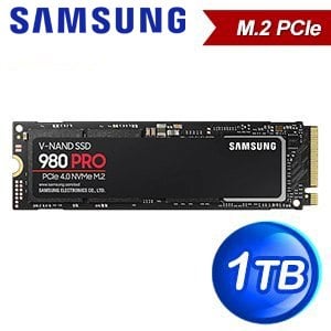 Samsung 三星 980 PRO 1TB PCIe 4.0 NVMe M.2 SSD固態硬碟(讀:7000M/寫:5000M/MLC) 台灣代理商貨