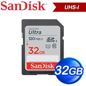 SanDisk 32GB Ultra SDHC C10 UHS-I 記憶卡(120MB/s)