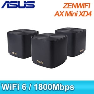ASUS 華碩 ZENWIFI AX Mini XD4 三入組 AX1800 Mesh 雙頻全屋網狀 WiFi 6 無線路由器 分享器《黑》