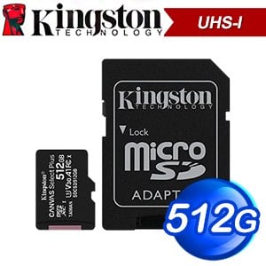 Kingston 金士頓 Canvas Select Plus 512GB MicroSDXC UHS-I 記憶卡(R100MB/W85MB) SDCS2/512GB