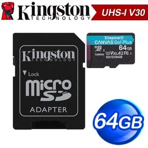 Kingston 金士頓 Canvas Go! Plus 64GB MicroSDXC UHS-I V30 記憶卡(R170MB/W90MB) SDCG3/64GB