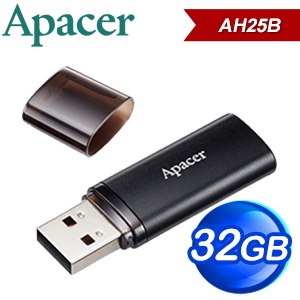 Apacer 宇瞻 AH25B 32GB 流線飛梭 USB 3.1 高速隨身碟《黑》
