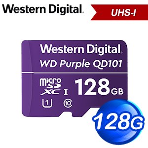 WD 威騰 紫標 MicroSDXC QD101 128GB 高耐寫監控記憶卡(WDD128G1P0C)
