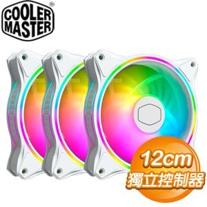 Cooler Master 酷碼 MasterFan MF120 HALO ARGB風扇《白》(3合1附控制器)