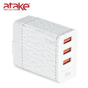 ATake USB快速充電器 (白色皮革)
