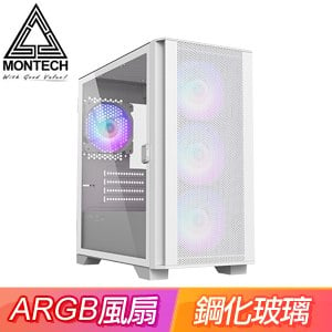 MONTECH 君主【AIR 100 ARGB】玻璃透側 M-ATX機殼《白》(顯卡長33/CPU高16.1)