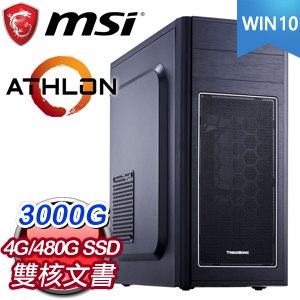 微星系列【天堂19號-Win 10】AMD 3000G雙核 文書電腦(4G/480G SSD/Win 10)