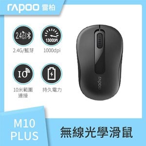 RAPOO 雷柏 M10 Plus 1000dpi 2.4G 無線光學鼠《黑》