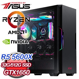 華碩系列【明聖劍法G】AMD R5 5600X六核 GTX1650 電玩電腦(32G/512G SSD)