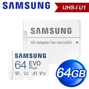 Samsung 三星 EVO Plus microSDXC UHS-I U1 A1 V10 64GB記憶卡(MB-MC64KA)
