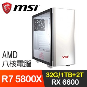 微星系列【白騰雲駕霧】R7 5800X八核 RX6600 電玩電腦(32G/1T SSD/2T)