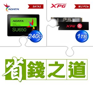 ☆自動省★ 威剛 SU650 240G SSD(X3)+威剛 SX8200 PRO 1TB M.2 PCIe SSD(X2)