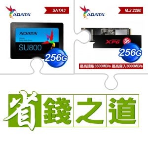 ☆自動省★ 威剛 SU800 256G SSD(X3)+威剛 SX8200 PRO 256G M.2 PCIe SSD(X3)