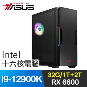 華碩系列【斗粟囊金】i9-12900K十六核 RX6600 電玩電腦(32G/1T SSD/2T)