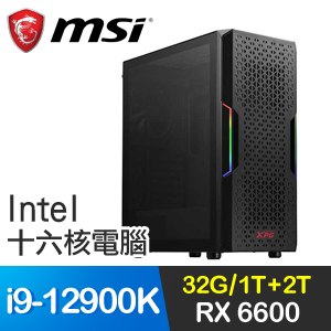 微星系列【炎黃子孫】i9-12900K十六核 RX6600 電玩電腦(32G/1T SSD/2T)