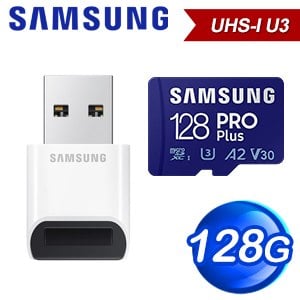 Samsung 三星 PRO Plus microSDXC UHS-I(U3) 128G記憶卡(MB-MD128KB)(附讀卡機)