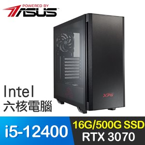 華碩系列【鎮山河】i5-12400六核 RTX3070 電競電腦(16G/500G SSD)