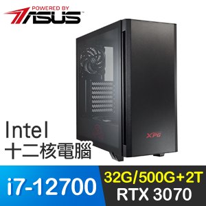 華碩系列【夢碎紅塵】i7-12700十二核 RTX3070 電競電腦(32G/500G SSD/2T)