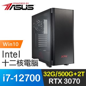 華碩系列【夢碎紅塵Win】i7-12700十二核 RTX3070 電競電腦(32G/500G SSD/2T/Win10)