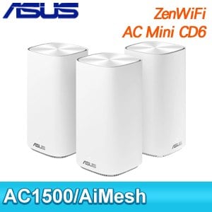 ASUS 華碩 ZenWiFi AC Mini CD6 AC1500 Mesh網狀網路系統 路由器分享器(三入組)《白》
