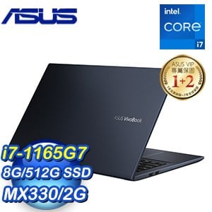 ASUS 華碩 VivoBook X513EP-0731K1165G7 15吋輕薄筆電《黑》(i7-1165G7/8G/512G PCIe/MX330-2G/W11)
