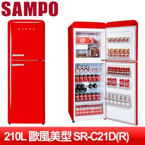 SAMPO 聲寶 210L一級能效歐風美型冰箱 SR-C21D(R)緋麗紅