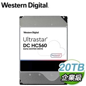 WD 威騰 Ultrastar DC HC560 20TB 3.5吋 7200轉 512MB快取 企業級硬碟(WUH722020ALE6L4)