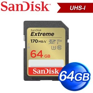 SanDisk 64GB Extreme SDXC UHS-I(V30) U3 記憶卡 (170MB/80MB)