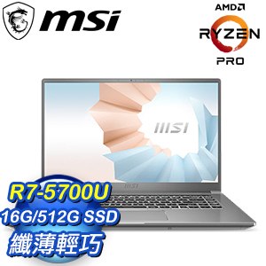 MSI 微星 Modern 15 A5M-298TW 15吋商務筆電(R7-5700U/16G/512G SSD/W11)