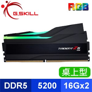 G.SKILL 芝奇 Trident Z5 RGB 幻鋒戟 DDR5-5200 16G*2 記憶體《黑》(F5-5200J3636C16GX2-TZ5RK)